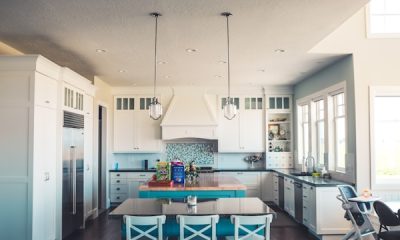 kitchen with island and table